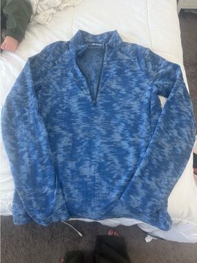 Lululemon Men's Blue Heathered Zip-Neck Pullover Sweater